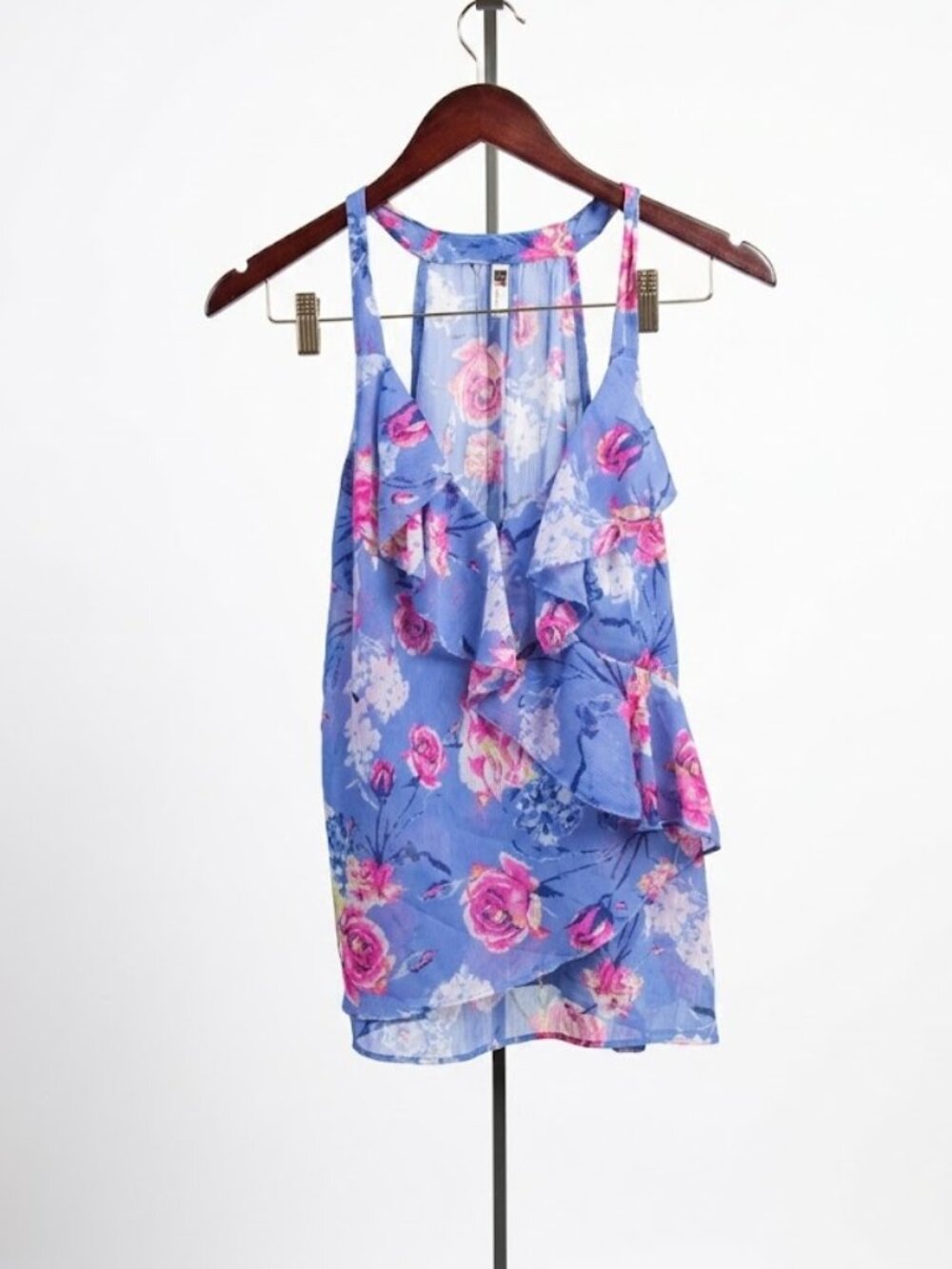 Kut from the Kloth Floral Ruffle Sleeveless Top Large